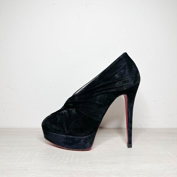 Louboutin Fastwist Black Suede Booties - Picture 1 of 10